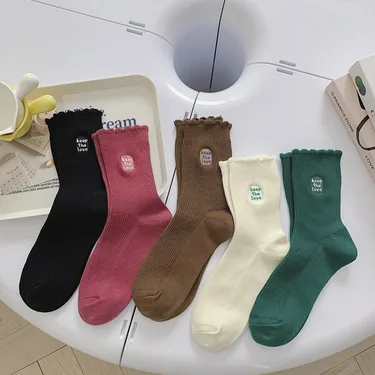 레터링 자수 사계절 여성 여자 패션 디자인 예쁜 양말 친구 우정 커플 생일 선물